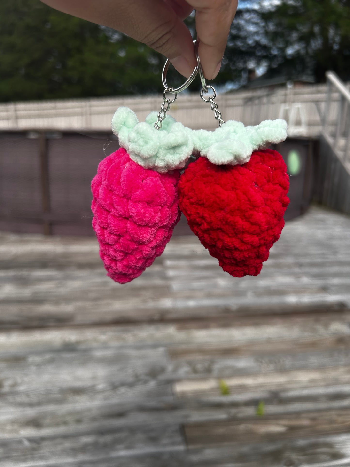 Crochet Strawberry Keychain
