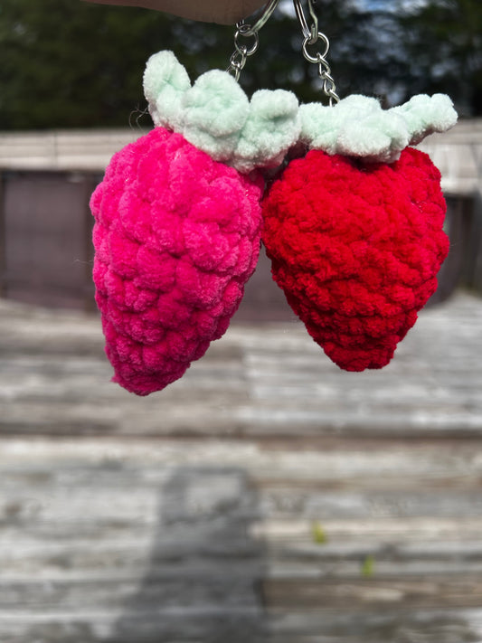 Crochet Strawberry Keychain